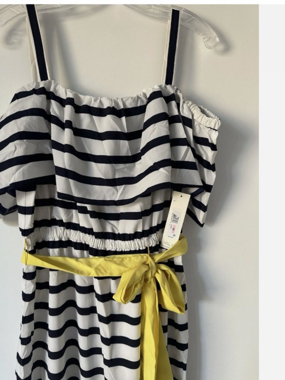 NWT Eliza J Cold Shoulder Striped Maxi Dress Size 10 - Picture 5 of 10